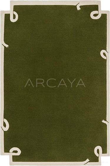 Olive Green Ribbon Border Rug Dsm P017 C03 - scene