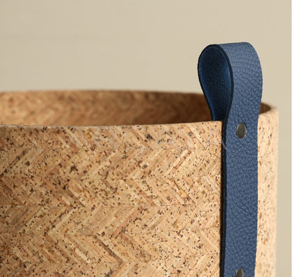 Natural Cork Woven Storage Bucket With Handles - scene