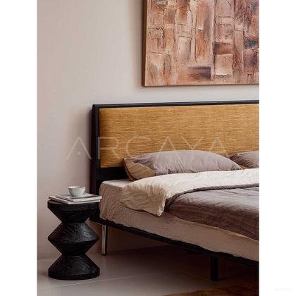 Ginger Yellow Velvet Bed - scene