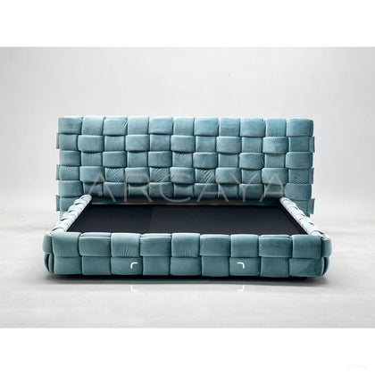 Block Patchwork Velvet Art Bed - scene