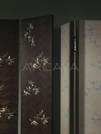 Fine Wood Inlay Folding Screen - scene
