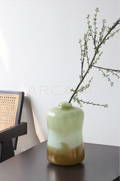 Mid Century Glazed Glass Vase Tabletop - scene