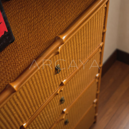 Bamboo Woven Six Drawer Chest - detail