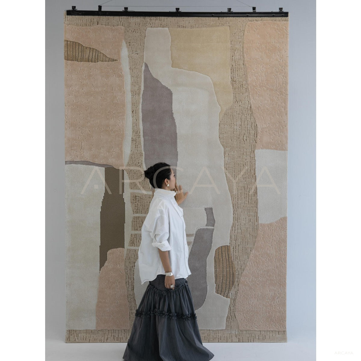 Natural Landform Abstract Patchwork Rug in detail