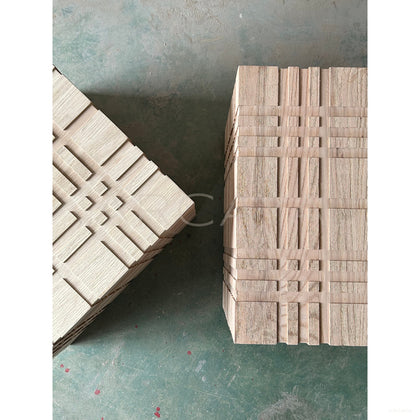 Carved 3D Oak Side Table - scene