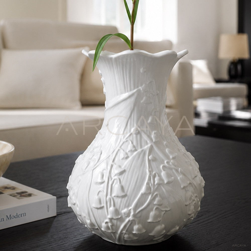 Lily Of The Valley Relief Ceramic Vase - main