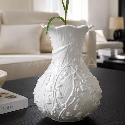 Lily Of The Valley Relief Ceramic Vase - main