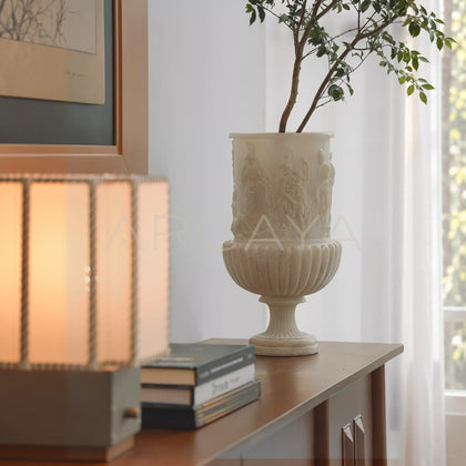 Greek Relief Faux Jade Vase - main