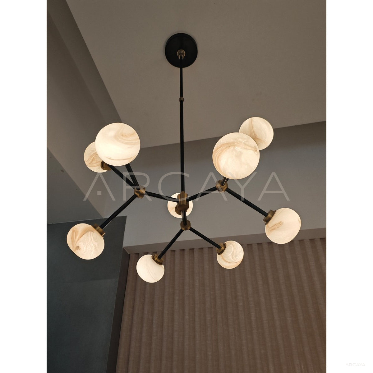 Black Branch Stone Globe Round Pendant Light 96358 in detail