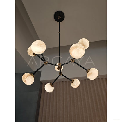 Black Branch Stone Globe Round Pendant Light 96358 - scene