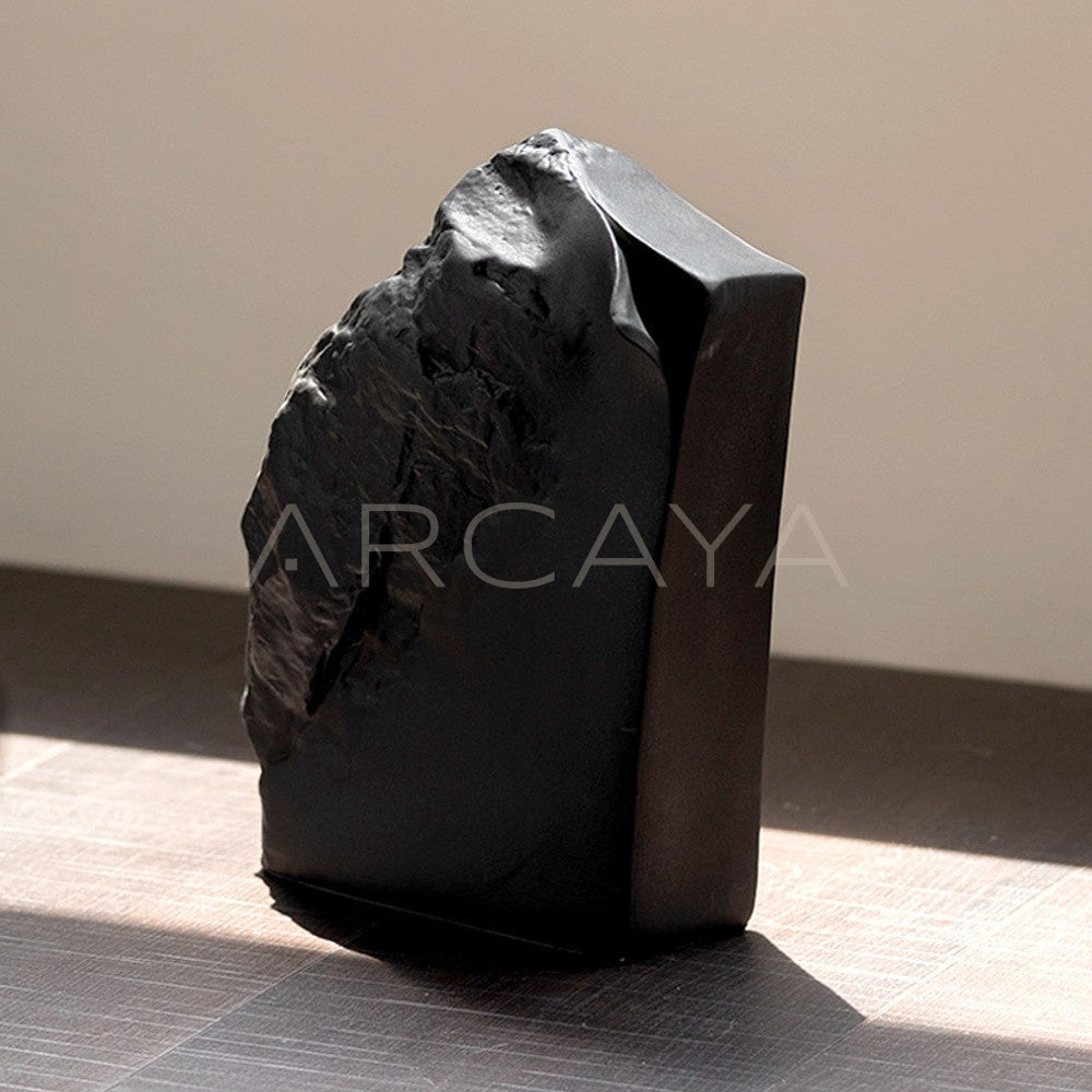 Black White Rock Texture Ceramic Vase - main