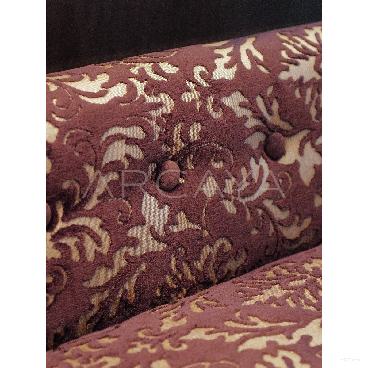 Purple Cut Velvet Classical Bench in detail