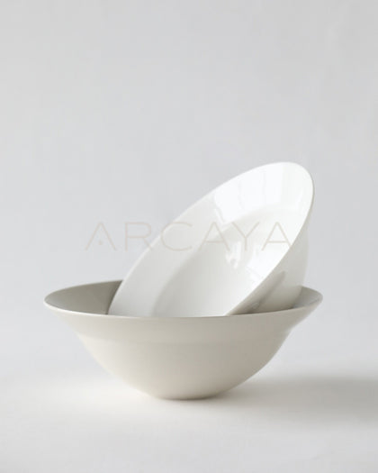 Sunxun Collab Plain White Porcelain Flared Bowl - scene