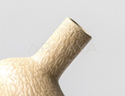 Wabi Sabi Ochre Textured Ceramic Vase - scene