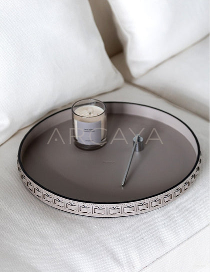 Leather Round Entryway Key Tray - scene