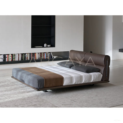Floating Light Italian Minimalist Bed - scene