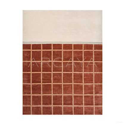 Terracotta Fine Check Patchwork Rug Dsm P014 C02 - main