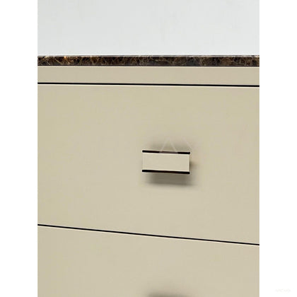 Marble Top Four Drawer Leather Chest - scene