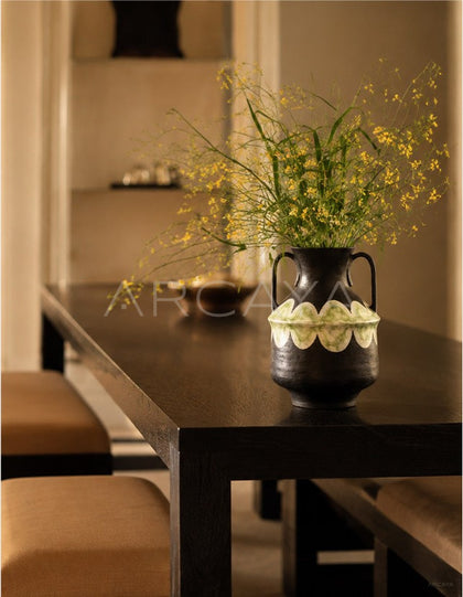 Dadan Hand Painted Double Ear Vase Dining - scene