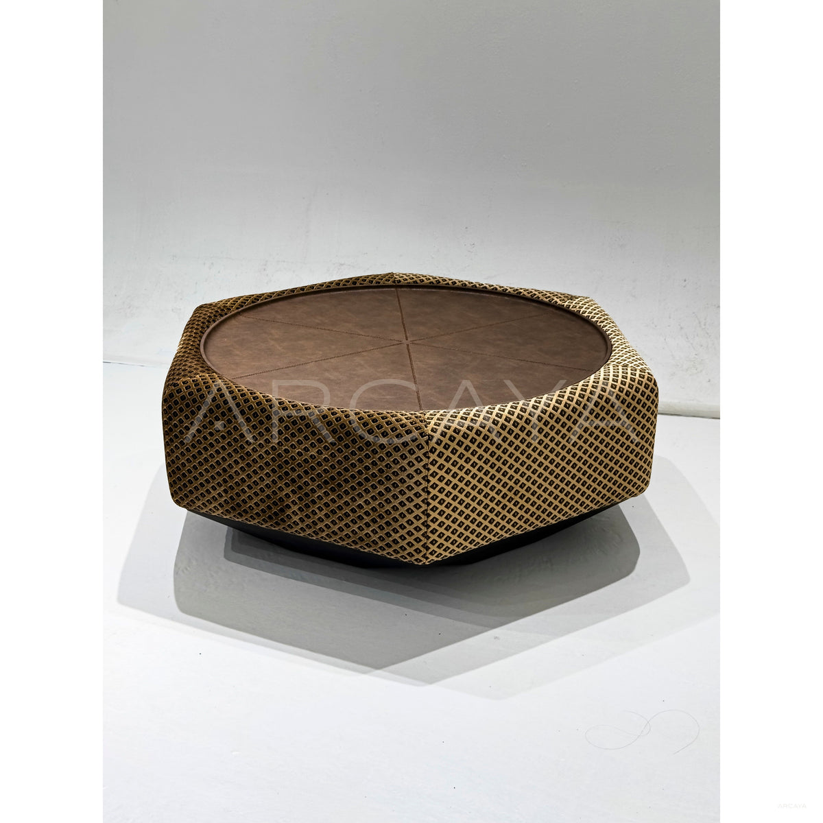 Leather Plaid Fabric Coffee Table in detail