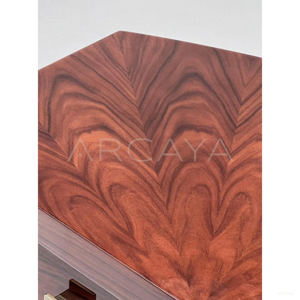 Vintage Curved Marquetry Brass Desk - scene
