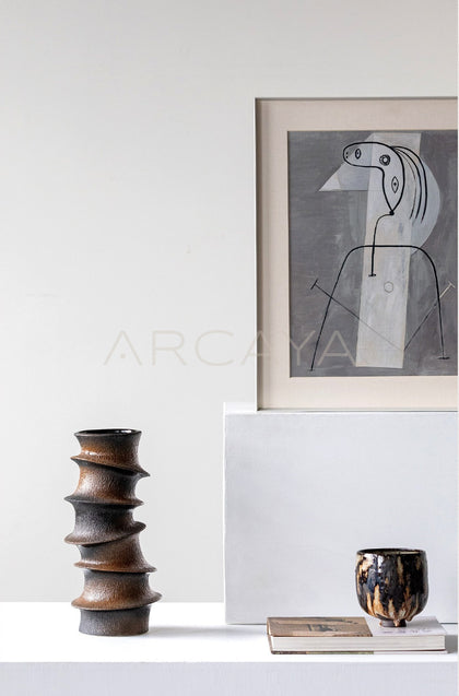 Handmade Spiral Sculpture Ceramic Vase - scene