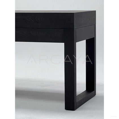 Black Oak Flip Mirror Vanity Desk Cabinet - scene