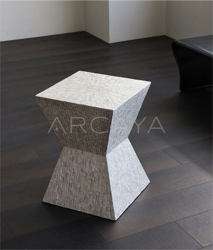 Handmade Shell Inlay Mobile Side Table - scene