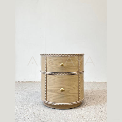 Marble Solid Wood Nightstand - scene