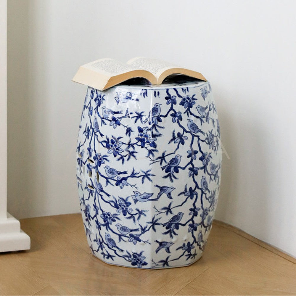 New Chinese Blue White Ceramic Stool - main