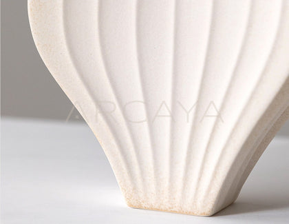 Handmade Ribbed Plain White Ceramic Vase - scene