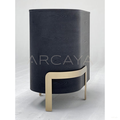 Curved Black Wood Sideboard - scene