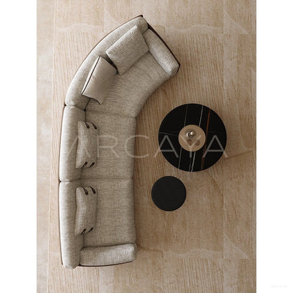 Italian Leather Fabric Minimalist Sofa - scene