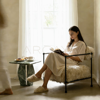 Aston Alpine Green Mid Century Marble Side Table - scene