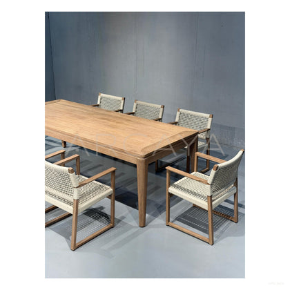 Teak Webbing Outdoor Dining Set - scene