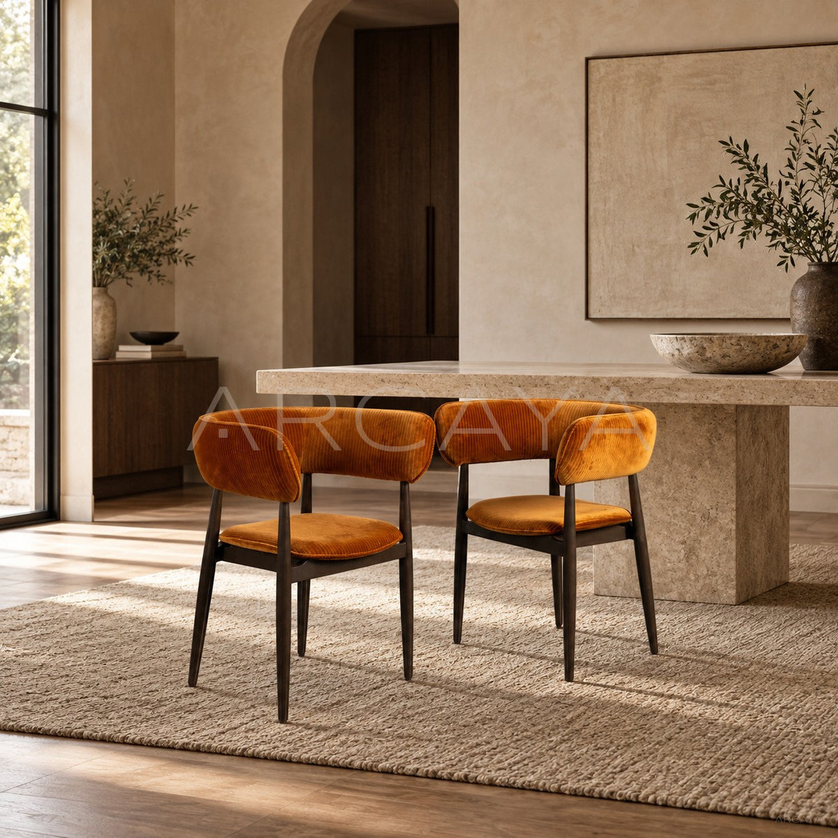 Caramel Embrace Chair in detail