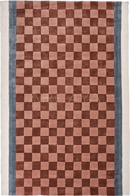 Red Brown Checkerboard Rug Dsm P006 C03 - scene