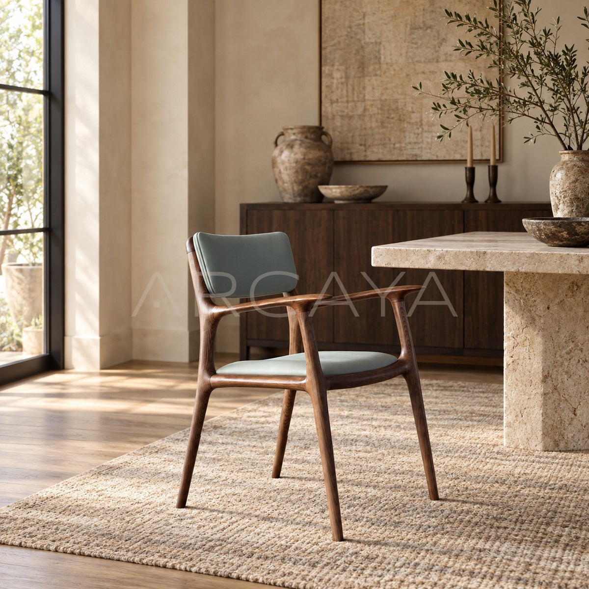 North American Ash Leather Dining Chair in detail