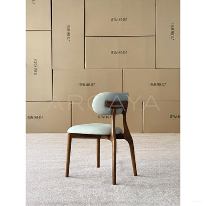 Ash Wood Top Grain Leather Dining Chair - scene
