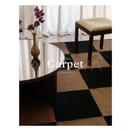 Black Camel Checkerboard Rug Dsm P036 C03 - scene