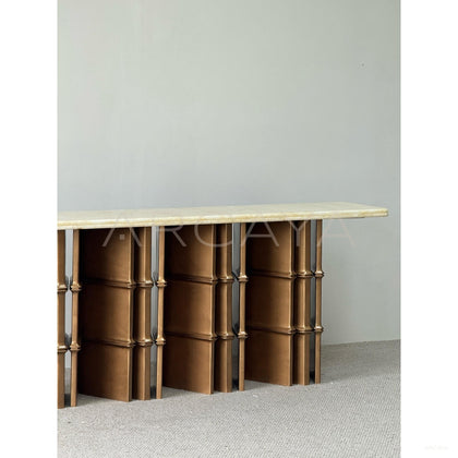 Gold Brown Irregular Marble Long Console - scene