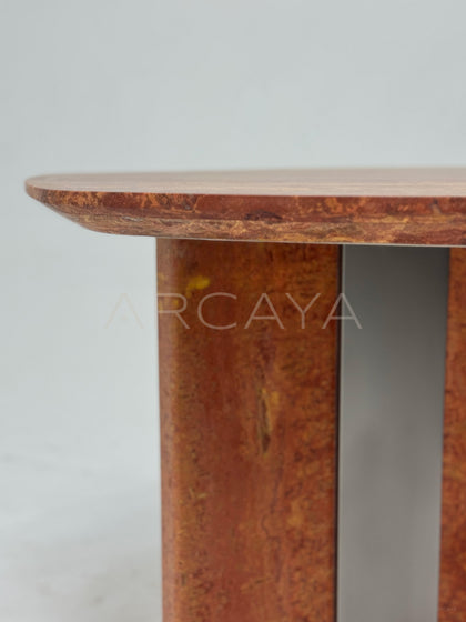 Etched Stone Geometric Dining Table Metal Inlay - scene