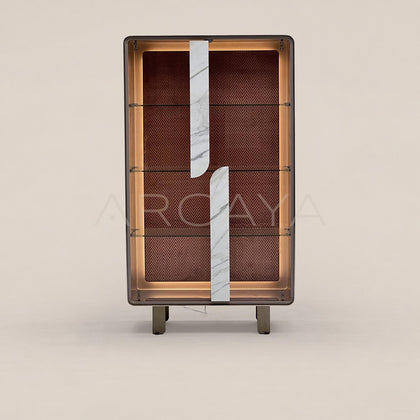 Curved Glass Lighted Display Cabinet - main