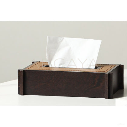 Solid Wood Leather Tissue Box - scene