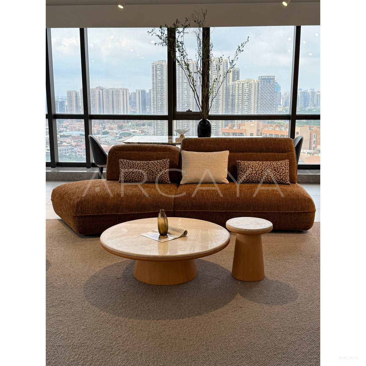 Armless Irregular Curved Sofa in detail