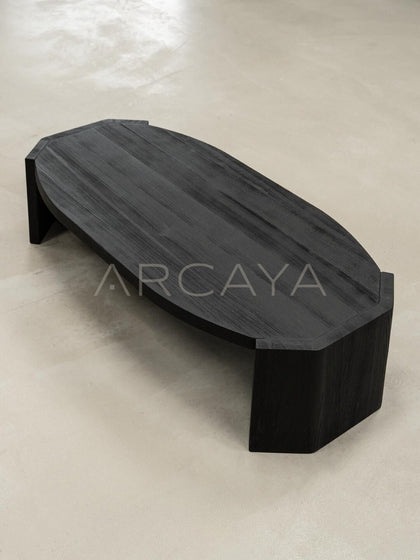 Jackfruit Wood Curved Coffee Table - scene