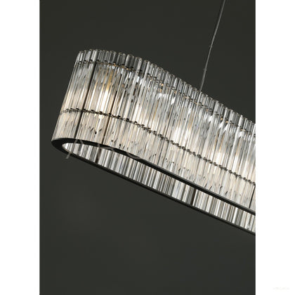 Oval Clear Vertical Tube Linear Pendant Light 80566 - scene