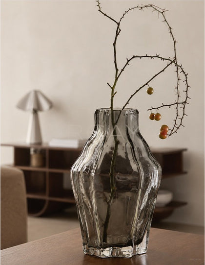 Angular Clear Glass Vase Dining - scene