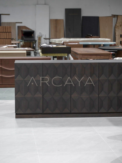 Black Walnut Mid Century Storage Cabinet - scene