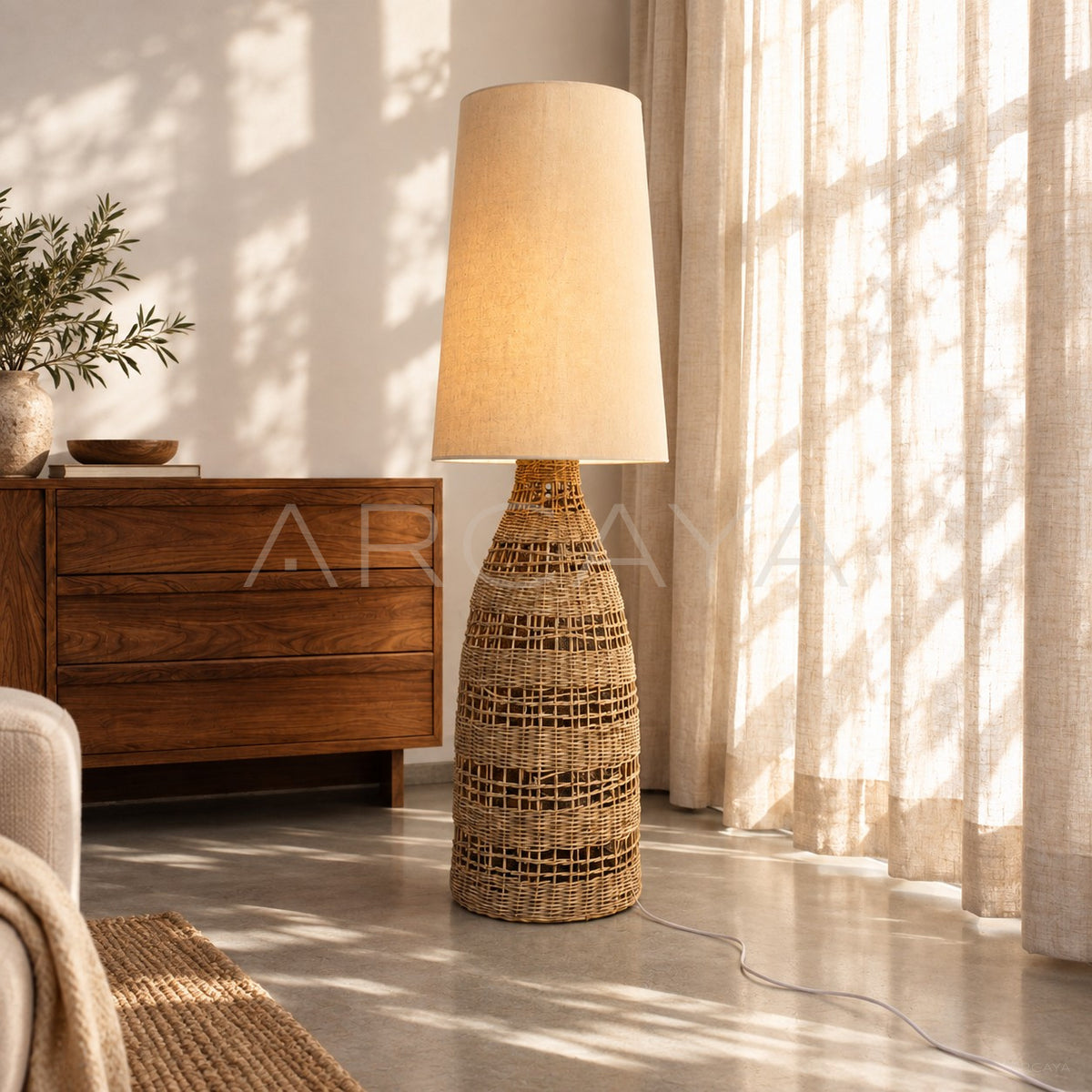 Wabi Sabi Rattan Floor Lamp - main